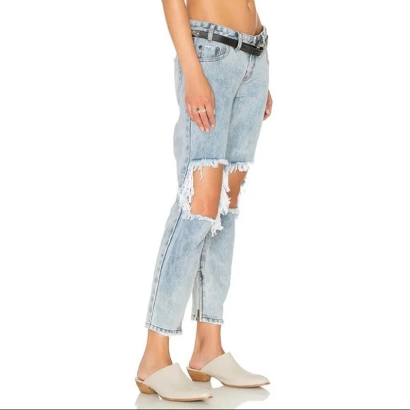 One Teaspoon Freebirds Skinny Jeans Straight Leg low  rise distressed light wash - Picture 10 of 16